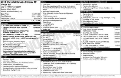 2014 Chevrolet Corvette Stingray Z51 3LT