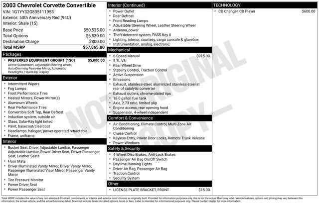 2003 Chevrolet Corvette NA