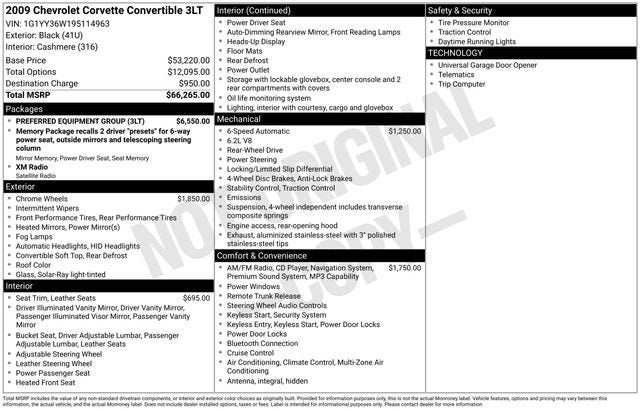 2009 Chevrolet Corvette w/3LT