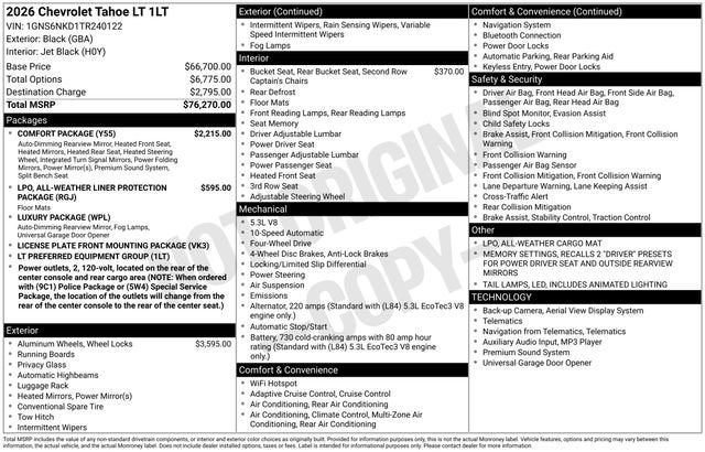 2026 Chevrolet Tahoe LT