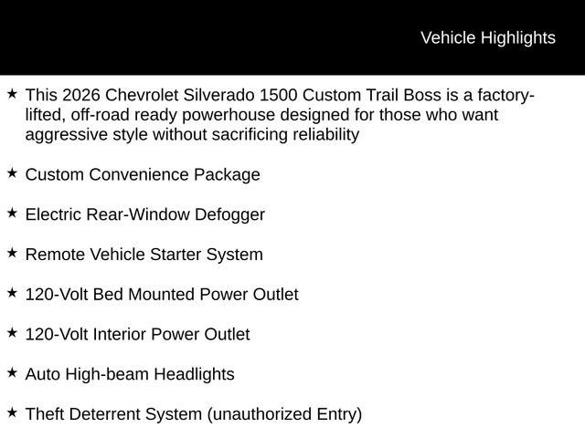 2026 Chevrolet Silverado 1500 Custom Trail Boss