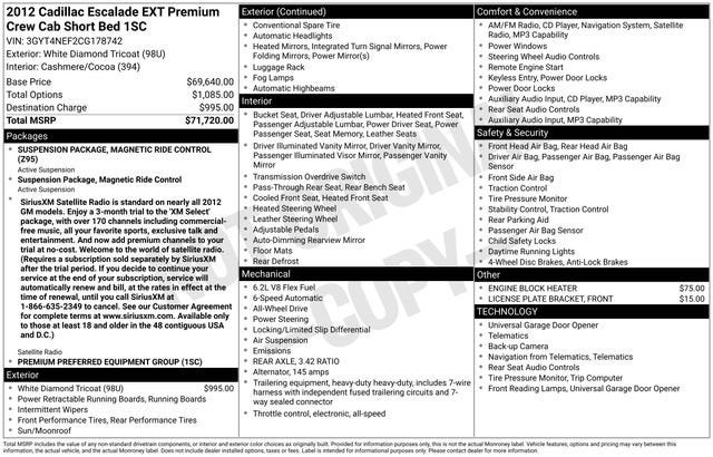 2012 Cadillac Escalade EXT Premium