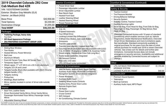 2019 Chevrolet Colorado 4WD ZR2