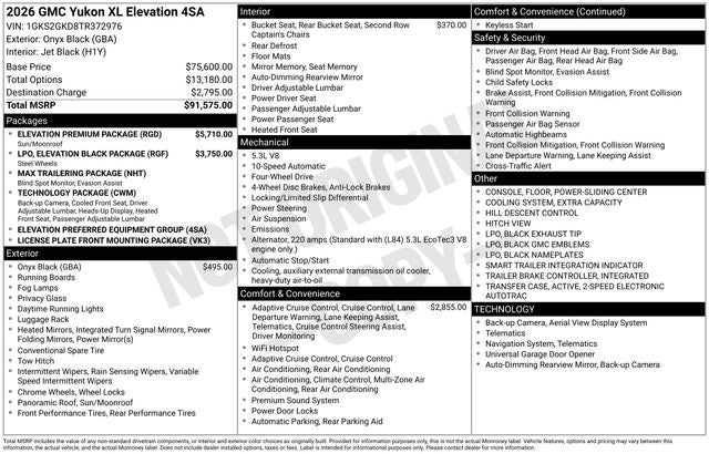 2026 GMC Yukon XL Elevation