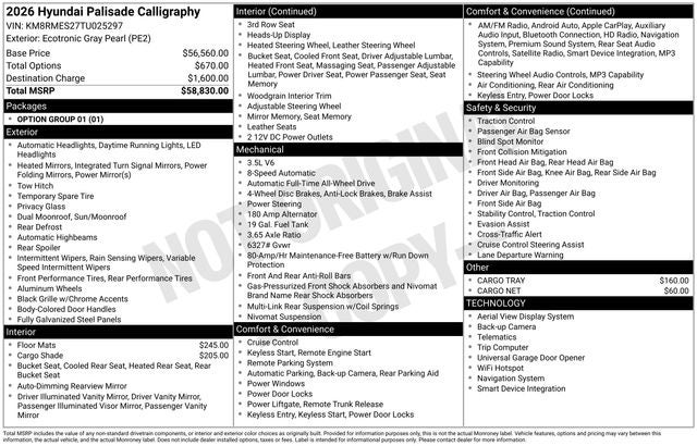 2026 Hyundai Palisade Calligraphy