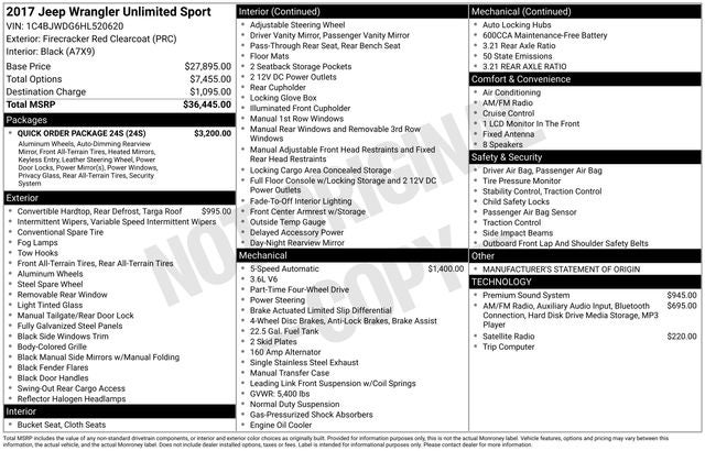 2017 Jeep Wrangler Unlimited Sport