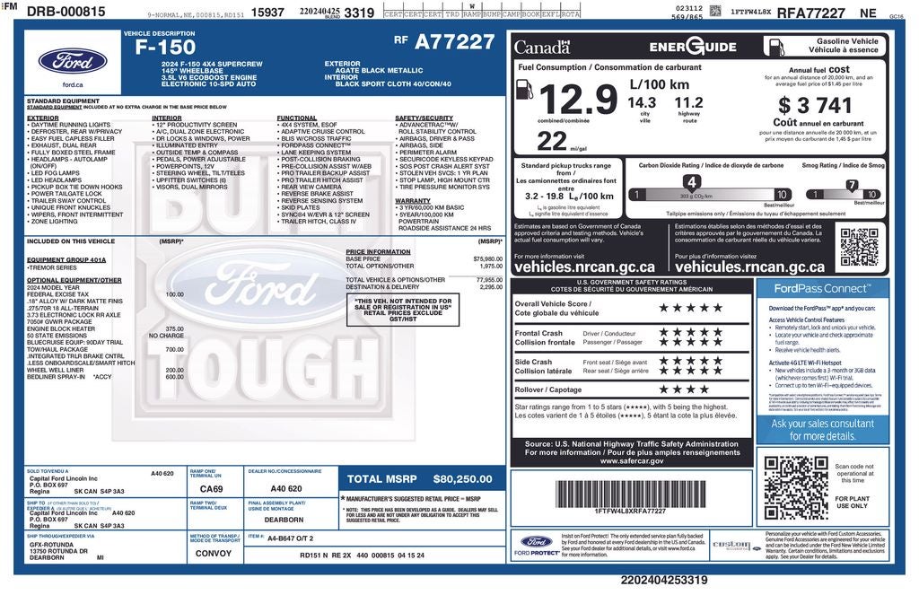 2024 Ford F-150 Tremor 5 1/2 Ft Box